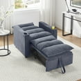 thumbnail image 2 of Sleeper Sofa Chair Bed, 3-IN-1 Convertible Single Sofa Chair with 2 Cup Holders, Adjustable Pullout Sofa Bed with Modern Velvet Fabric for Living Room Office Studio Apartment Small Space, Grey, 2 of 10