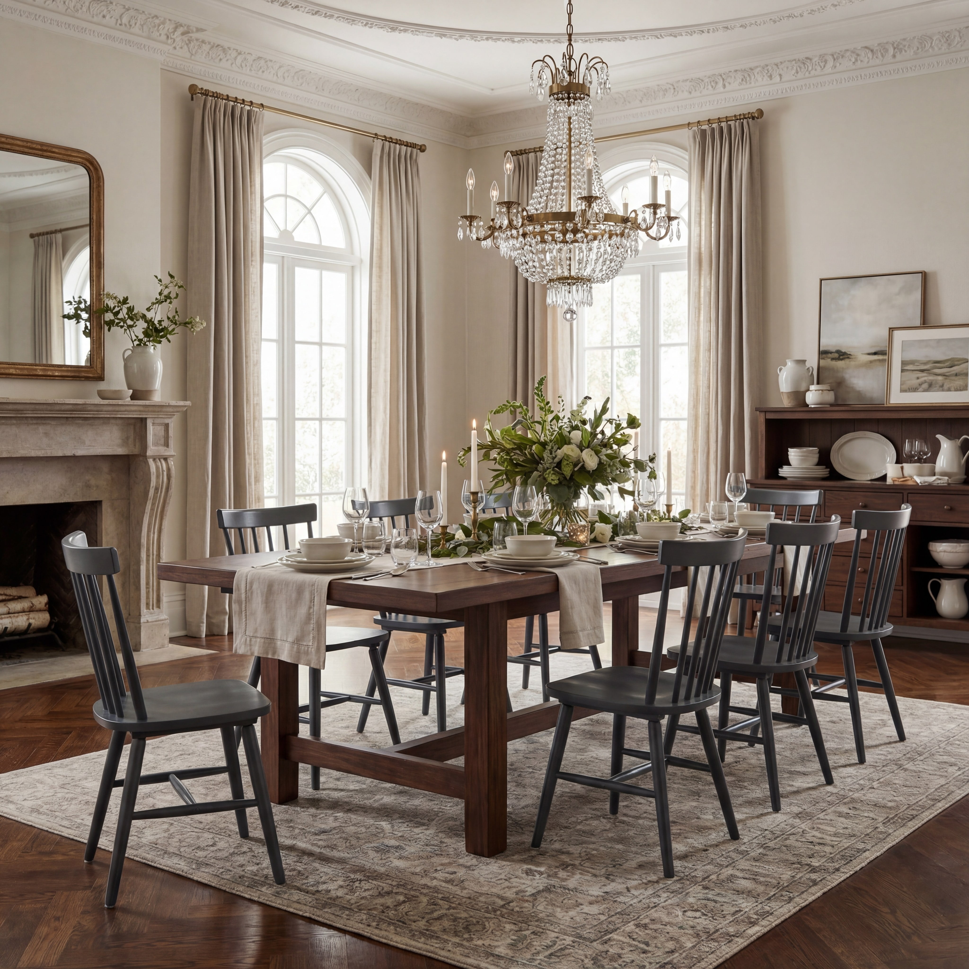 SAFAVIEH Winona Spindle Back Dining Chair, Grey, Set of 2
