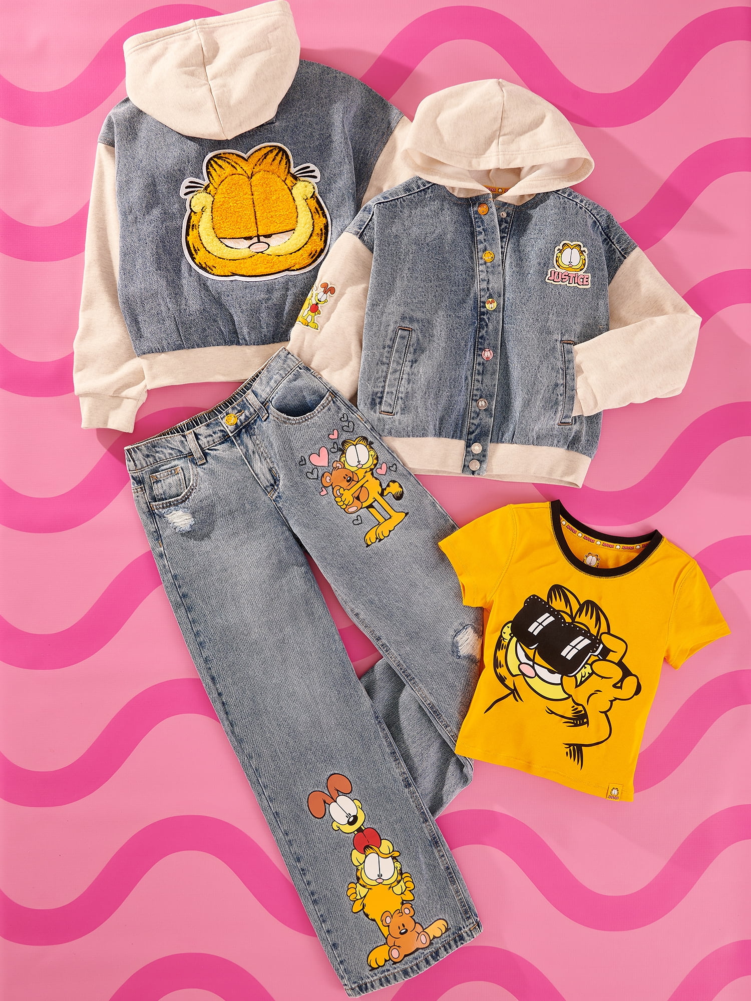 Justice x Garfield Girls Collab Baby Tee, Sizes XS - XLP