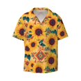 thumbnail image 2 of Lsque Bohemian Sunflower print Men's Cuban Collar Short Sleeve Shirt Summer Beachwear Casual Button Down Fashionable Vacation Leisure Shirt-Medium, 2 of 7