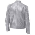 thumbnail image 4 of lcziwo Men's Slim Fit Leather Jacket Lambskin Leather Coat Classic Open Bottom Jacket Lightweight Stand Collar Jackets Vacation Sale,Silver,S, 4 of 4