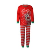Binpure Family Matching Christmas Pajamas Cartoon Tops with Stripe Pants Suit