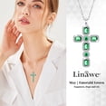 thumbnail image 3 of Linawe Silver Cross Necklace Emerald Green Cross Pendant Chain Necklace for Women, Crystal Imitation Diamond Birthstone Cubic Zirconia Necklace Jewelry, Birthday Catholic Religious Gifts, 3 of 7
