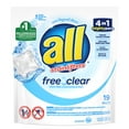 thumbnail image 1 of All Mighty Pacs Détergent à Lessive, Free Clear pour Peau Sensible, Pochette, 19 Unités, 1 of 4