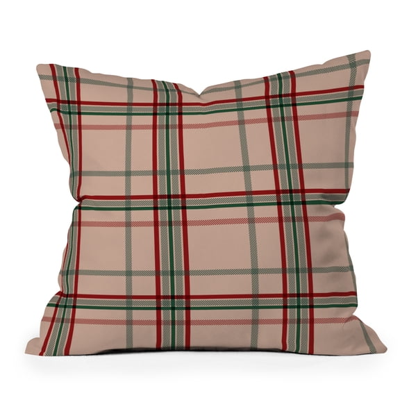 Society6 Tartan Theme on Pink Multi by Emanuela Carratoni Throw Pillow