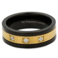 thumbnail image 3 of Metals Jewelry Tungsten Carbide 8mm Gold/Black Plated 3 CZ with Stainless Steel Center Wedding Ring, 3 of 5