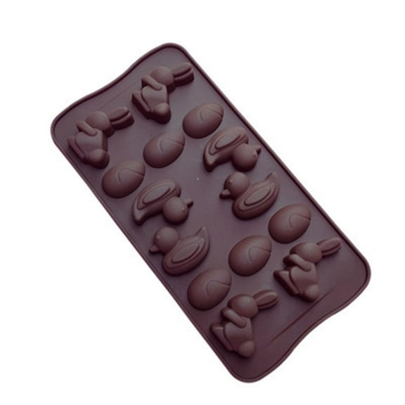 NSESSHome Easter Themed Silicone Molds 3D Rabbit Duck Bunny Eggs Mould Tray DIY Baking Decorating Tools for Chocolate Candy Pudding Dessert Gummy Handmade Soap Clay