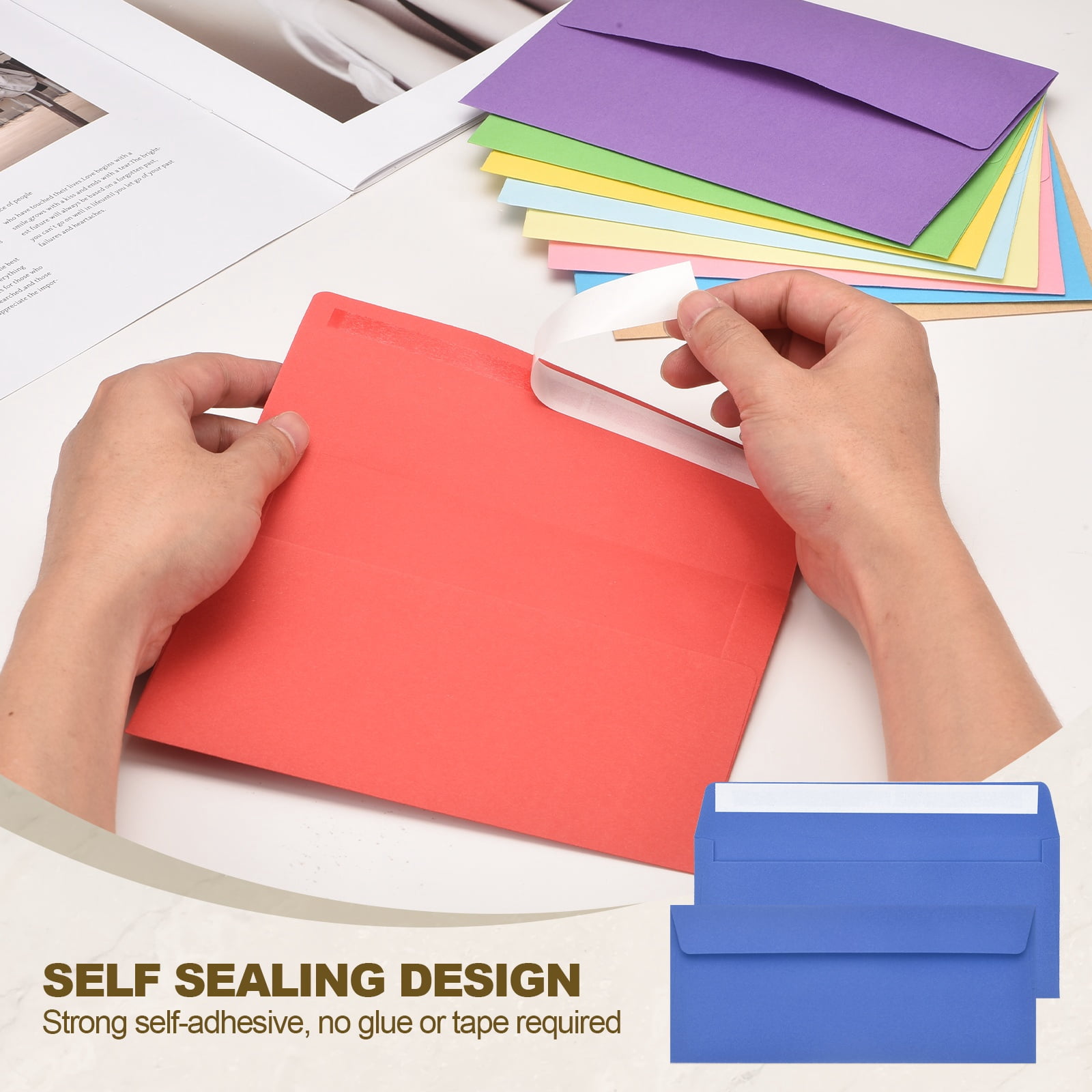 Uxcell 100 Pack Light Sky Blue #10 Business Envelopes, Colored Self Seal Letter Size
