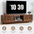 thumbnail image 6 of 62.2-Inch Low Profile Fluted TV Stand for 50-70 Inch TVs, Mid-Century Modern Curved Media Console, Walnut, 6 of 9