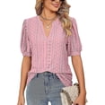 thumbnail image 1 of Womens Summer Tops, V Neck Ruffle Sleeve Blouses, Short Sleeve Casual Tops T-shirts, 1 of 4