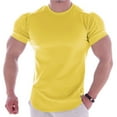 thumbnail image 2 of VSSSJ Muscle Shirts for Men Plus Size Solid Color Short Sleeve Round Neck Sport Shirts Casual Gym Workout Running Training Sport Pullover Tees Yellow XXXL, 2 of 7