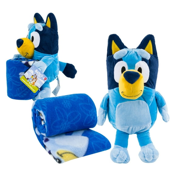 Bluey Travel Set - 2 Piece Kids Travel Set Includes Blanket 40" X 50" & Plush