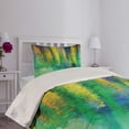 thumbnail image 2 of Ambesonne Abstract Quilted Coverlet 2 Pcs, Spring Flowers, Twin Size, Green Yellow, 2 of 4