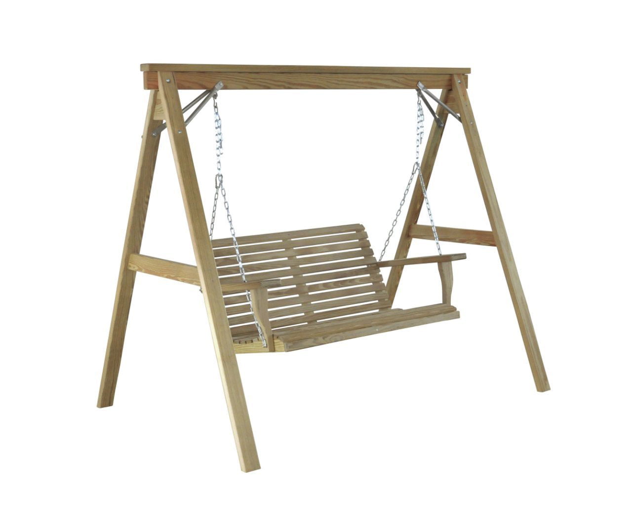 Scandinavian Style Wood Porch Swing Stand for 4ft Swings Made in USA From Selected Treated Yellow Pine and Zinc Coated Fasteners