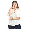 thumbnail image 1 of Blusa con detalle de moño Roman Fashion /Tallas Extras, 2657 (Hueso) blanco 38, 1 of 6