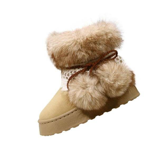 Npasoilc Snow Boots for Women,Winter Boots Mid-Calf,Fluff Boots with Fleece,and Fur-Lined Casual Boots