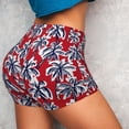 thumbnail image 4 of Balery Palm Tree Pattern on Red Pantalones cortos de entrenamiento estampados para mujer, sin costuras, ajustados, para gimnasio, yoga, correr, deportes, ejercicio activo, fitness.-Large, 4 of 8