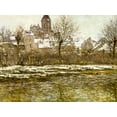 thumbnail image 2 of Monet, Claude 18x15 Black Ornate Wood Framed with Double Matting Museum Art Print Titled - The Church at Vetheuil-snow 1879, 2 of 4