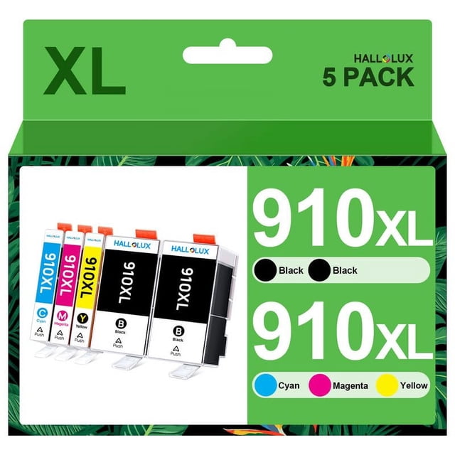 Paquete de 5 cartuchos de tinta HALLOLUX 910XL para Officejet Pro 8028