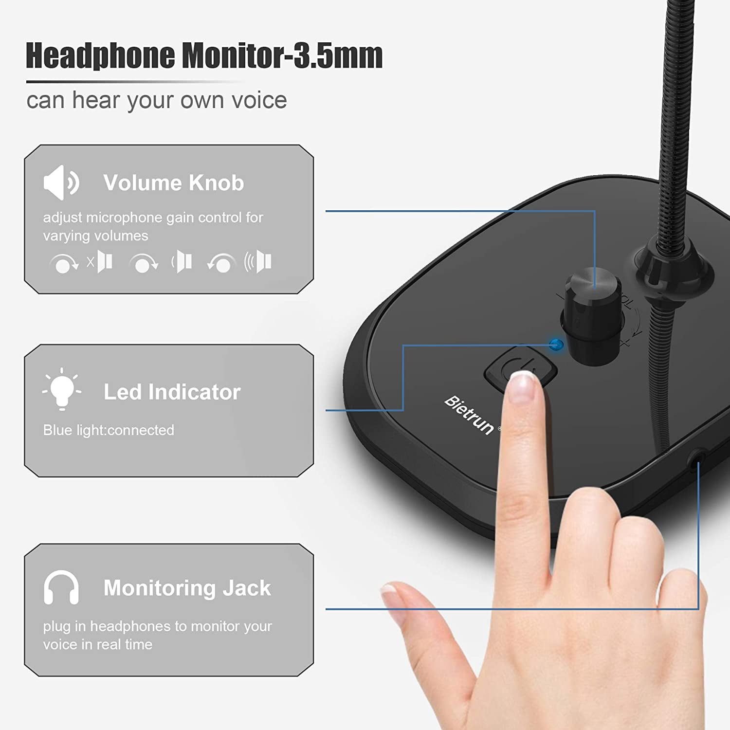 送料無料】 Ear Monitoring Time Real Microphone, USB Return Support Desktop  Shockproof マイク本体 - www.quantumbytestore.com