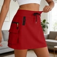thumbnail image 2 of vigerkar Women's 18" Hiking Cargo Skort Athletic Skirt High Waist Quick Dry Golf Skort with Zipper Pockets, Dressy Casual Sporty Summer Outfits for Travel (Red, XXL), 2 of 9