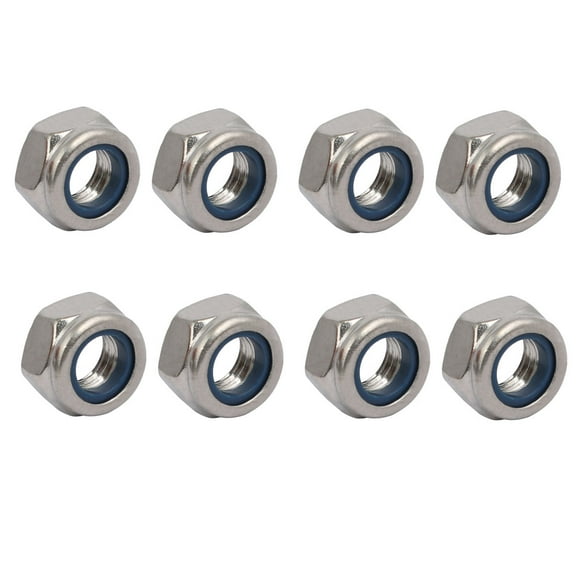 8pcs M8 x 1.25mm Pitch Metric Thread 304 Stainless Steel Left Hand Lock Nuts