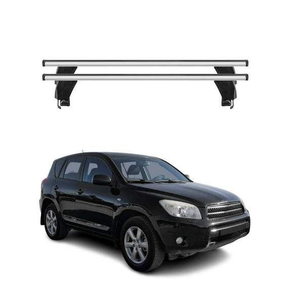 OMAC Top Roof Racks Cross Bars fits Toyota RAV4 2006-2012 2 Pcs Gray Aluminium Anti-Theft for Travel Kayak Canoe Surf Ski Snowboard Camping