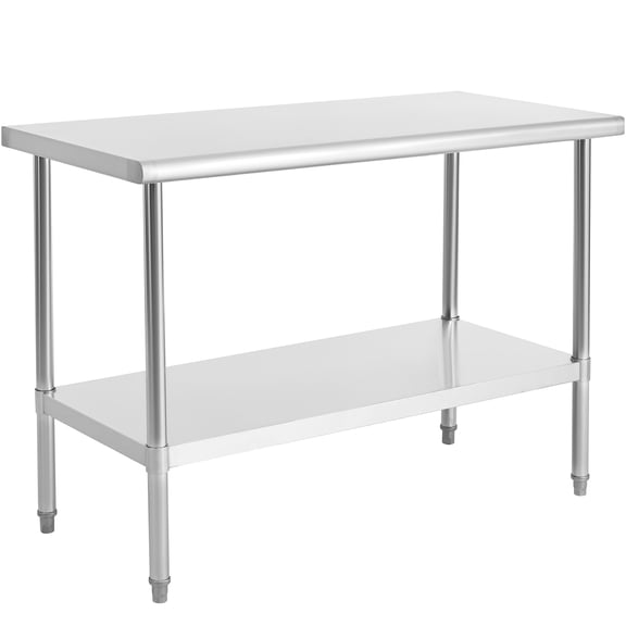 JERFIT 48x24 Inch Stainless Steel Prep Table, Commercial Kitchen Work Table with Adjustable Undershelf, NSF Certified, Steel Gray Metal Table for Restaurant, Garage, Warehouse