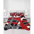 thumbnail image 2 of Twin XL Quilt Bedding Set, Red Black Geometric Reversible Summer Quilt 3 Pieces, Modern Art Abstract Grey Line Lightweight Bedspreads Coverlets with 2 Pillow Shams for All Seasons, 2 of 5