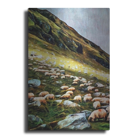 Luxe Metal Art 'Highland Hillside Herd' by Ashley Aldridge Metal Wall Art, 16"x24"