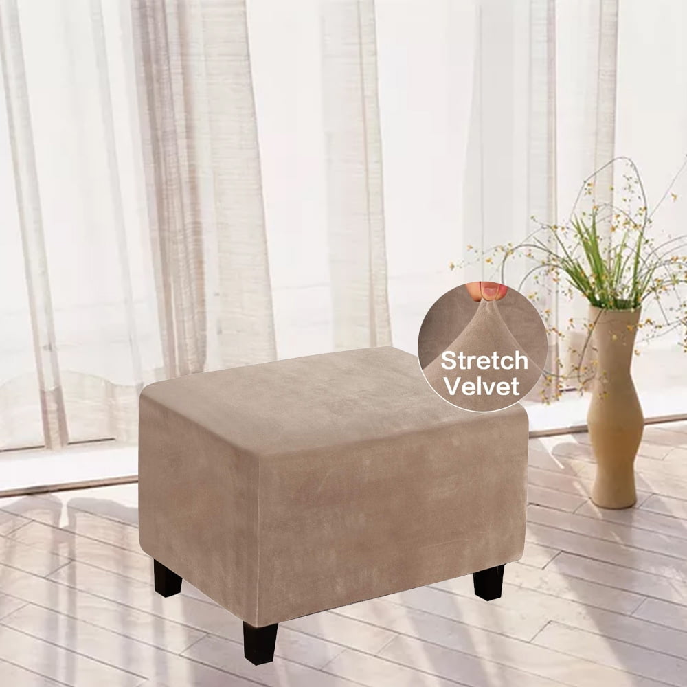 Ottoman Slipcovers Stretch Ottoman Cover Footrest Footstool Slipcover AntiSlip Foot Stool Cover