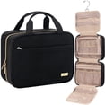 thumbnail image 1 of Neceser de viaje para mujer, organizador portátil para colgar champú, acondicionador, juego de cepillos, accesorios de maquillaje, tamaño mediano, negro, 1 of 6