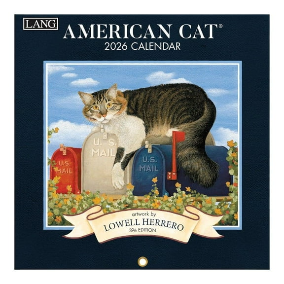 Lang Companies, American Cat 2026 Mini Wall Calendar, 8'' X 15.8'', 12-Month Calendar with Stapled Binding