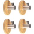 thumbnail image 1 of Ganchos autoadhesivos de acero inoxidable 304 y bambú para batas, ganchos de pared, toalleros de cocina, ganchos para batas, sin perforaciones, ganchos para baño, cocina y oficina (adhesivos), 1 of 4