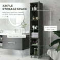 thumbnail image 6 of Barara King Bathroom Floor Cabinet,Tall Bathroom Cabinet w/ Mirror, Narrow Bathroom Storage Cabinet, Slim Linen Tower, Gray, 6 of 6