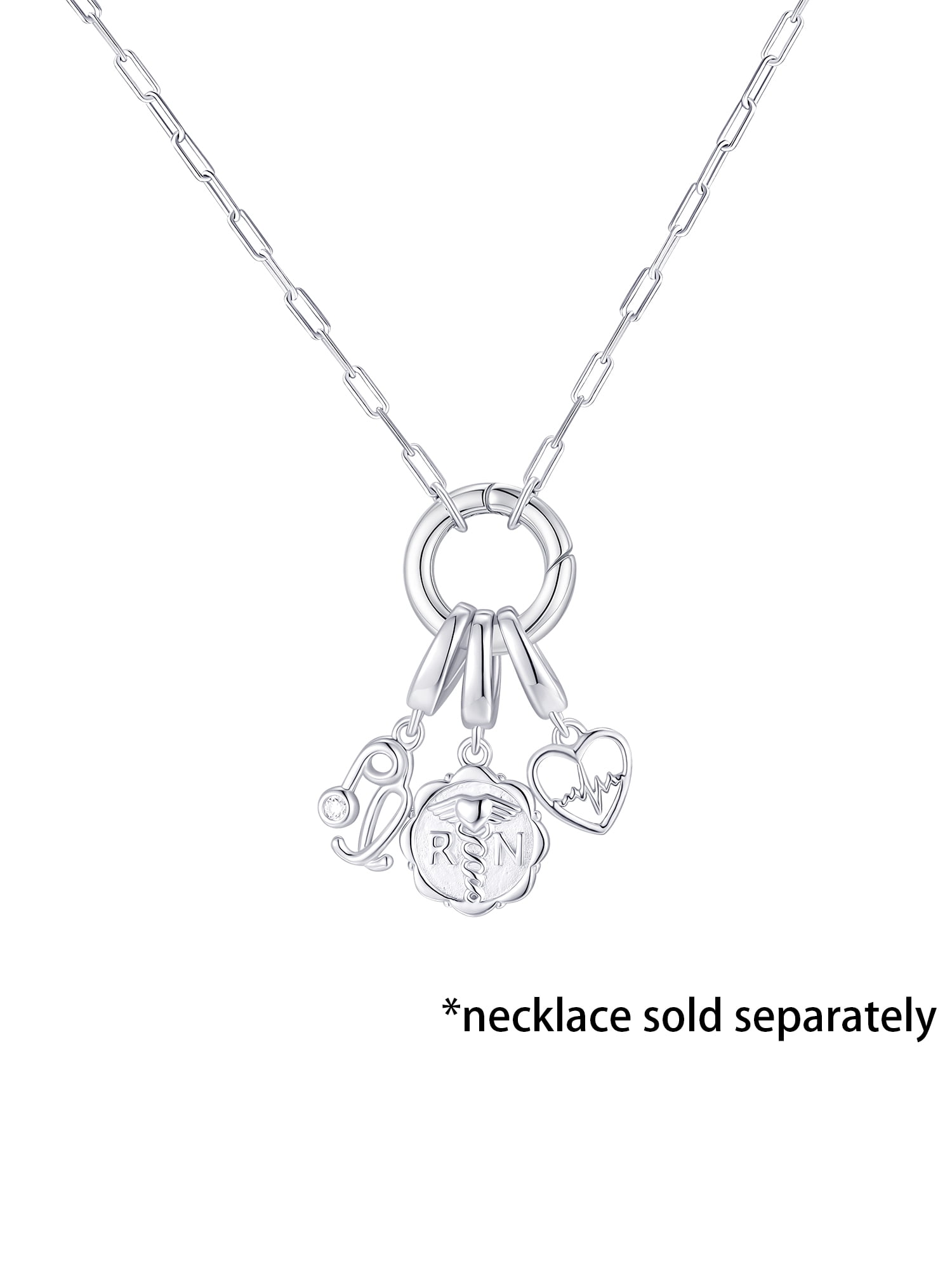 Brilliance Fine Jewelry Simulated Diamonds Nurse Charm Set in Sterling Silver