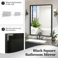 thumbnail image 4 of 36x30 Inch Metal Black Frame Mirror for Bathroom, Brushed Rectangular Corner Vanity, Lightweight Deep Set Design Large Wall Mirrors Decorative, Hangs Horizontal & Vertical, 4 of 7