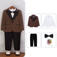 thumbnail image 7 of GiLiling Toddler Boy Velvet Formal Suit 5 Piece Outfit Dress Shirt Jacket Pants and Bowtie for Wedding Events (Coffee, 3-4 Years), 7 of 7