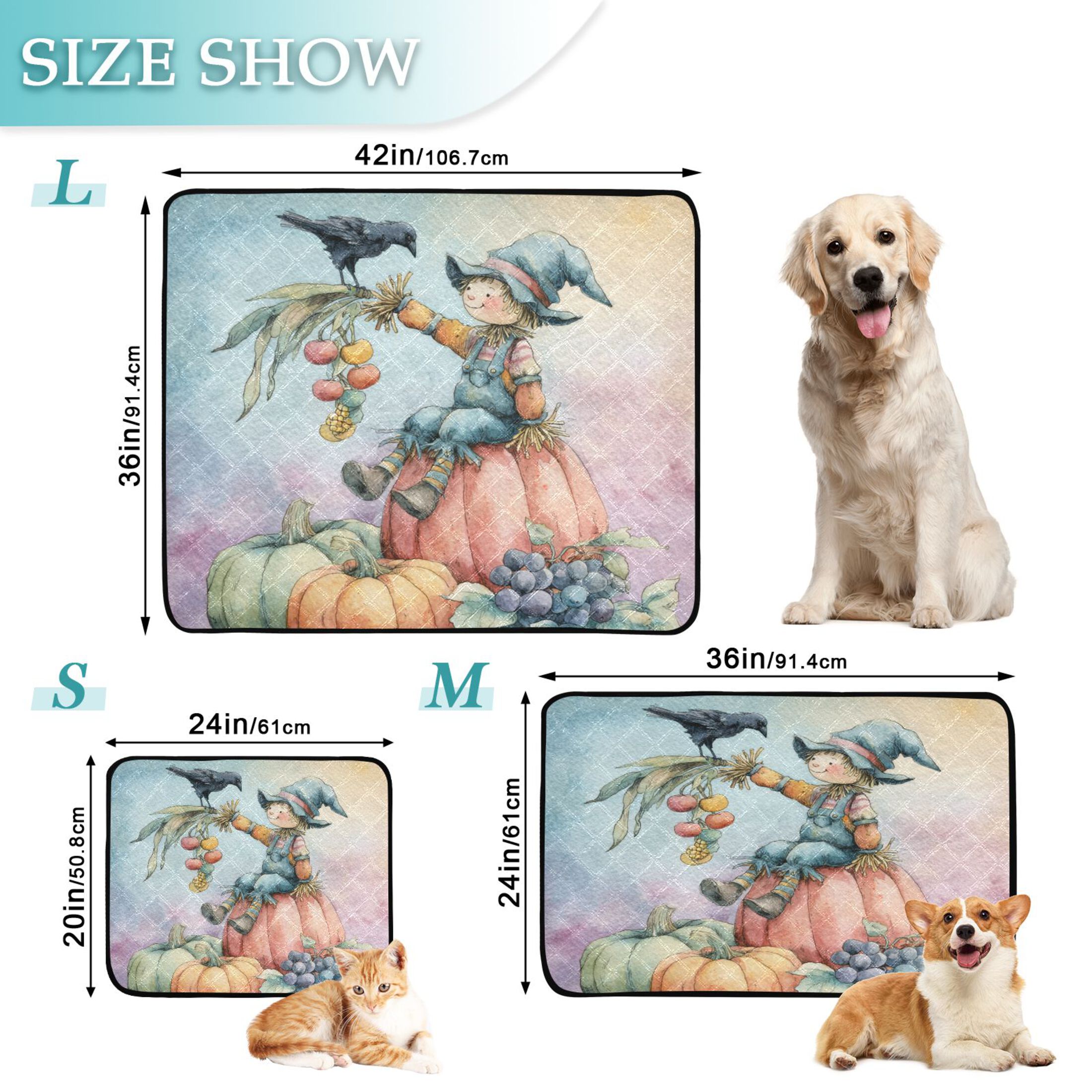 Qxltty Scarecrow Cat litter Pads Pet Set of 3 Diaper Mats Center Anti-leakage Layer Absorbent Soft and Comfortable