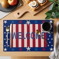 thumbnail image 2 of USA Flag Placemats Set of 1, 4th of July Stars Blue Red Stripe Retro Farmhouse Non-Slip Place Mats Washable Table Mats for Kitchen Dining Table Decorations Indoor/Outdoor, 2 of 9
