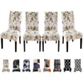 thumbnail image 1 of Chair Covers for Dining Room Set of 4,Printed Chair Covers Washable&Stretchable, Kitchen Chair Slipcovers Protector for Dining Room, Hotel, Ceremony (Beige+Flowers), 1 of 5