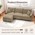 thumbnail image 3 of Korser L Shaped Modern Sofa with Movable Ottoman Convertible Modular Sectional Cloud Couch with Deep Seat & Pillow,Chenille 3-Seat Couches for Living Room,Assembly Required,Light Tan, 3 of 7