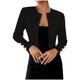 thumbnail image 2 of Ailaofu Women's Blazer Jacket Open Front Long Sleeve Pleated Work Office Cropped Jacket, 2 of 6