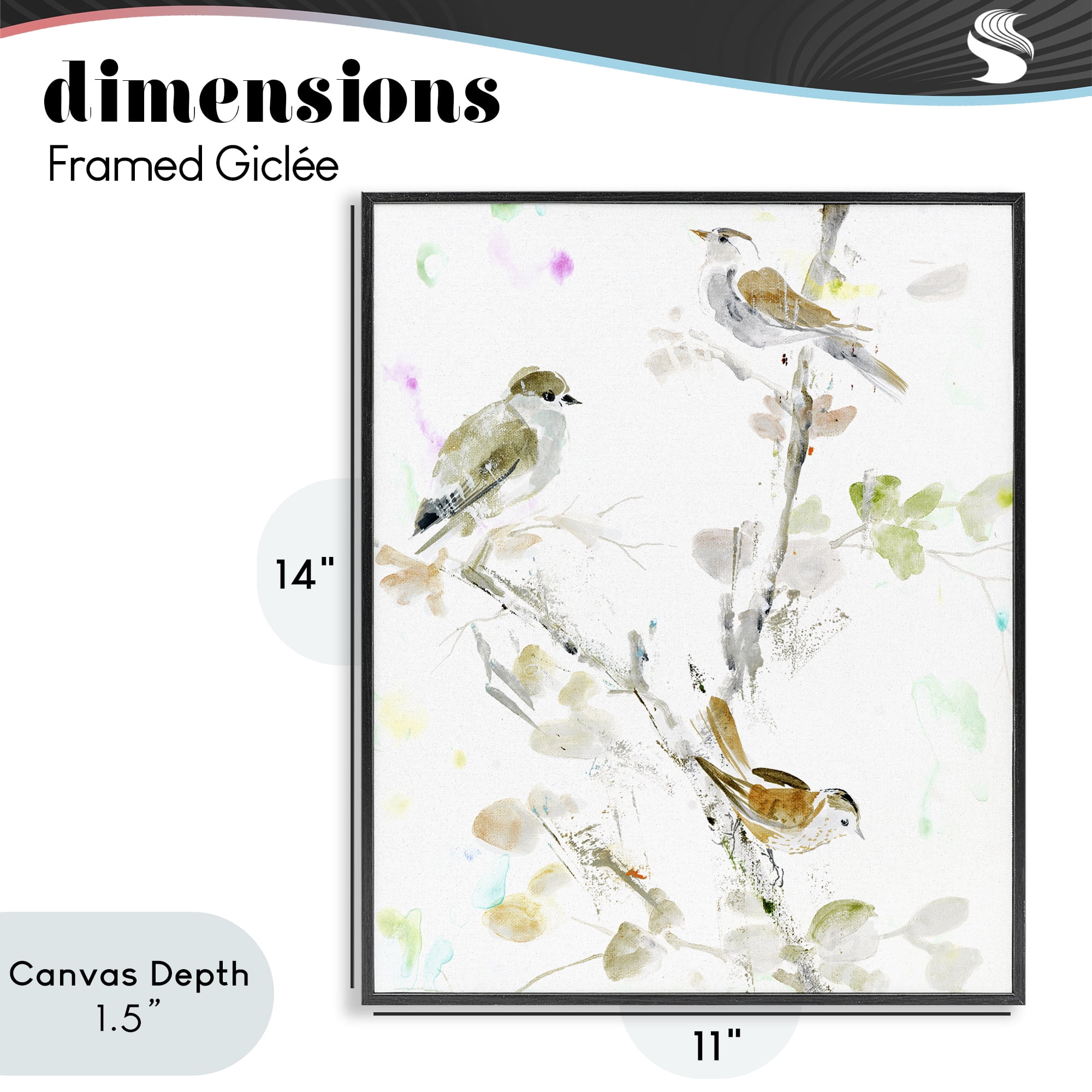 Stupell Industries Delicate Feathers Trio Black Framed Giclee Art, design by Lorenzo Collective