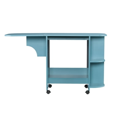 SEI Furniture Mobile Sewing and Craft Table in Turquoise
