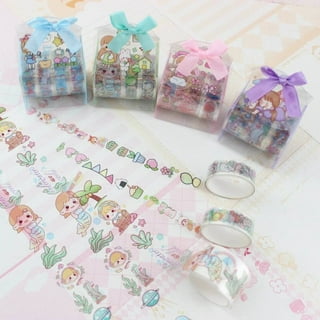 Cute Washi Tape Set, 6 Rolls Kawaii Masking Tape Japanese Aesthetics Anime  Girls Washi Paper Preppy Stuffs Washable Decorative Masking Stickers Arts