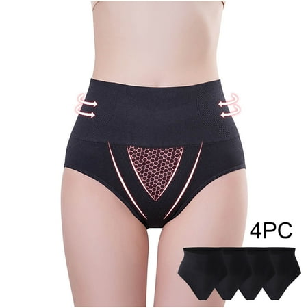 

4PCS Graphene Honeycomb Vaginal Tightening and Body Shaping Briefs Butt Lifting Shapewear Body Shaping Briefs for Women (Medium Black)