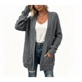 thumbnail image 3 of Women's Casual Long Sleeve Cardigan, Cable Knit Open Front Sweater with Pockets, Cozy Outerwear for Daily Wear & Fall Winter Outfits, 3 of 7