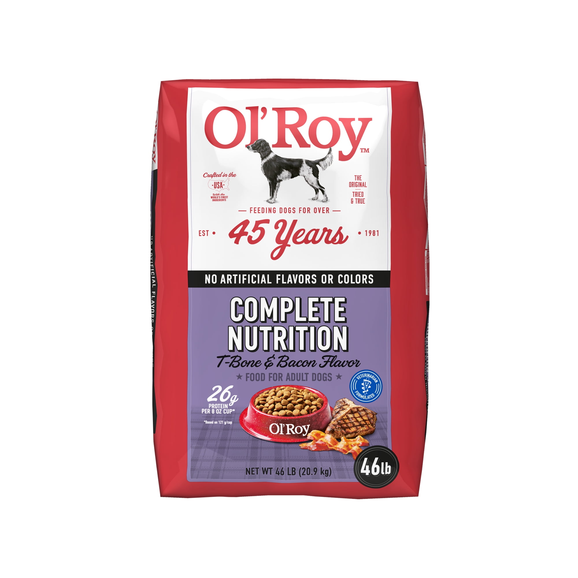 Ol' Roy Complete Nutrition T-Bone and Bacon Flavor Dry Dog Food, 46 lb Bag