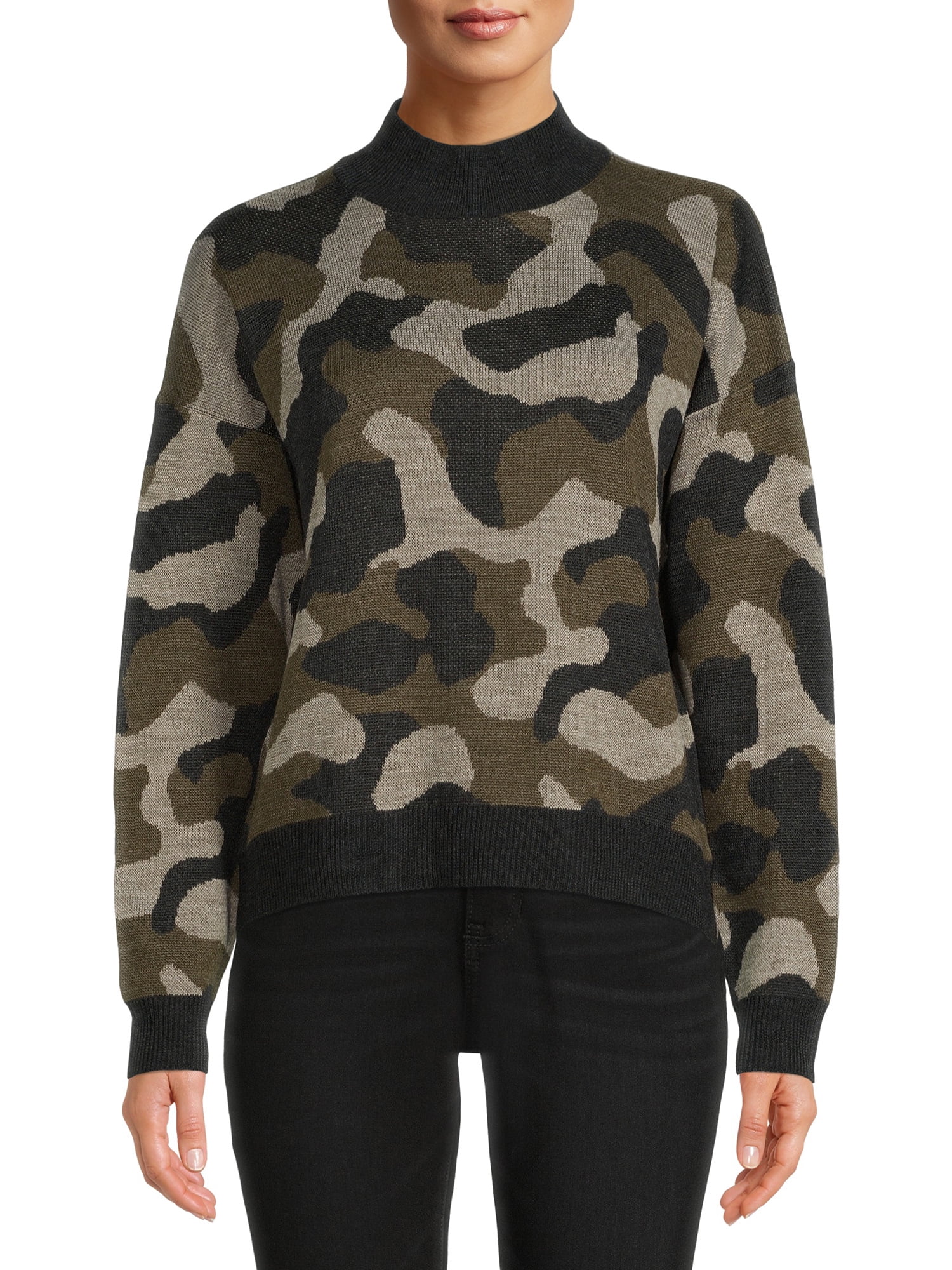 Gocgt Mens Camouflage Printed Fashion Turtle Neck Knit Pullover Long-Sleeve Sweaters